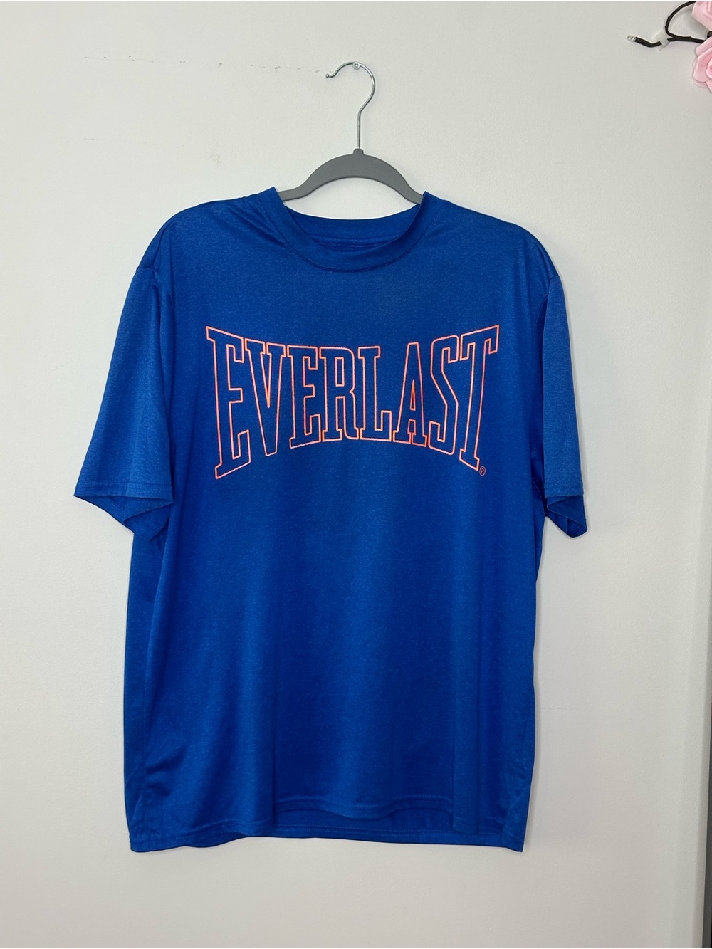 Sears Men's Blue Graphic Tee with Pink Outlined Logo Sz M/L